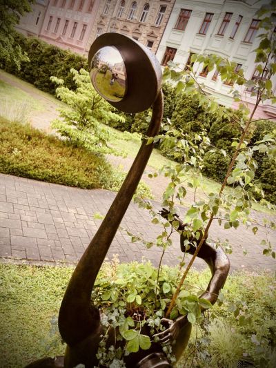 Libor Hurda - Earth 42 - Kinetic forged sculpture - flowerpot (2022).