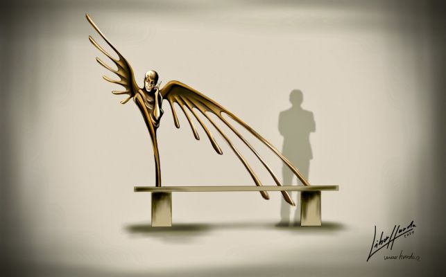 Libor Hurda - bench with forged sculpture (sketch)