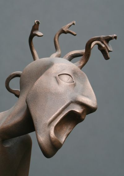 Medusa (2004) - material: metal, blown glass, bronze finishing - height 1.1 m.