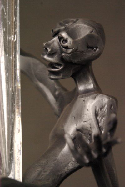 Exhibitionist - a vase with forged figural sculpture (2015)
