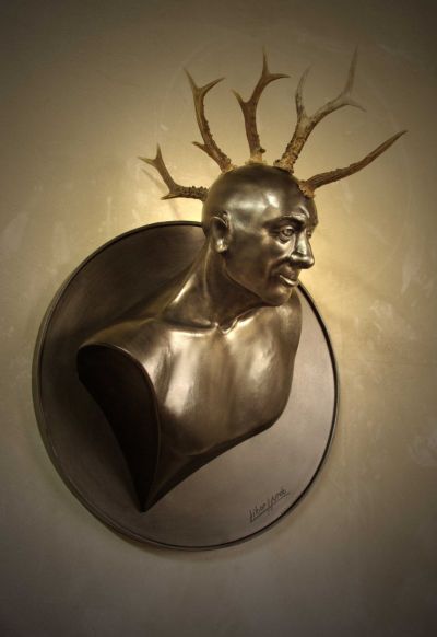Punk's not death - forged sculpture - material: metal, antlers